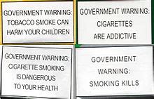 Tobacco packaging warning messages .